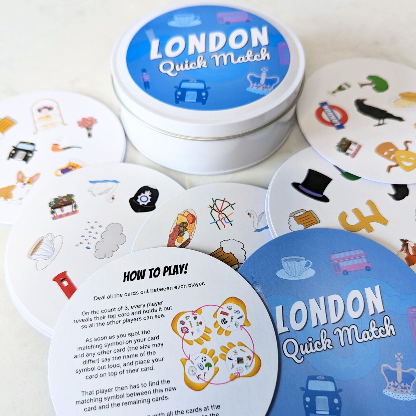 London Match Card Game | Hand drawn digital Illustrations, a perfect birthday gift or souvenir of a London trip | Personalisation options